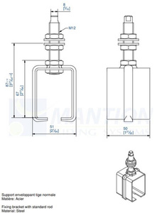 Uchwyt sufitowy z trzpieniem MANTION 5041, ocynk
