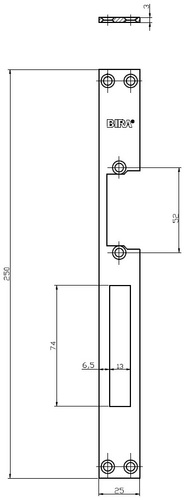 Blacha płaska, otwarta do elektrozaczepów BIRA OK-P4, ocynk