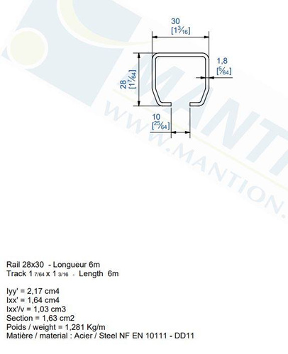 Szyna nośna MANTION HERCULE 9010N, stal czarna