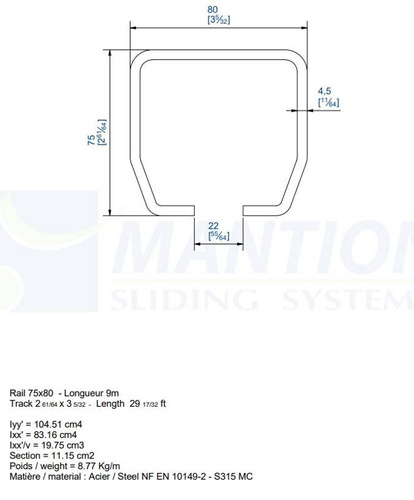Szyna nośna MANTION HERCULE 9060N, stal czarna
