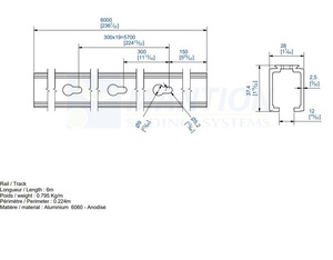 Szyna nośna MANTION 11312, aluminium