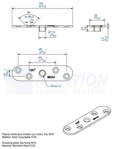 Płytka montażowa MANTION 0036XA4, stal kwasoodporna AISI 316