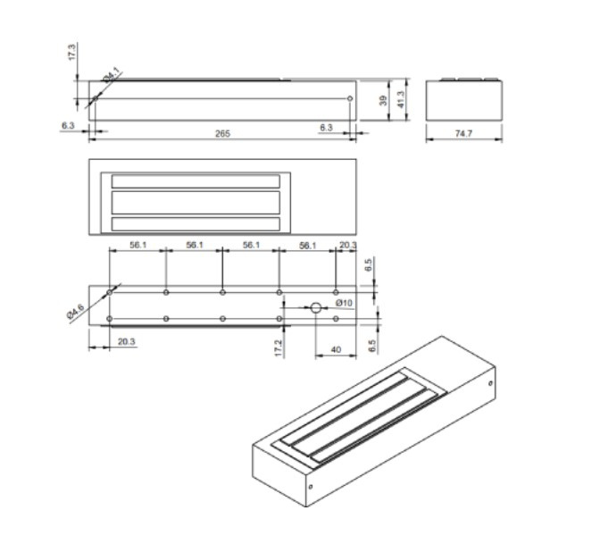 Zwora elektromagnetyczna BIRA Hartte MG500SR - widok z boku