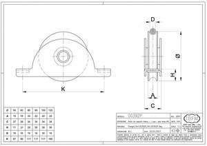 Koło jezdne 1-łożyskowe profil U Ø16 mm z podporą wewnętrzną