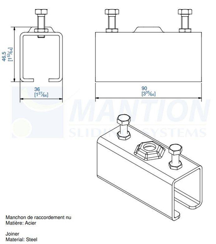 Łącznik szyny MANTION 3531M, ocynk
