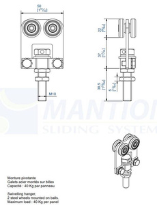 Wózek 4-kołowy z obrotową śrubą MANTION 9613, ocynk