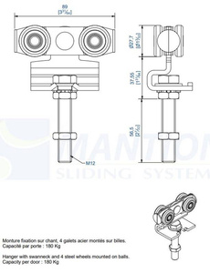Wózek 4-kołowy MANTION 9232, ocynk