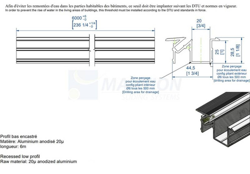 Szyna dolna MANTION GH10430R, aluminium anodowane
