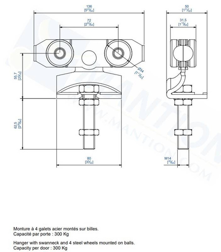 Wózek 4-kołowy MANTION 9242, ocynk