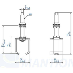 Uchwyt sufitowy z przedłużonym trzpieniem MANTION 2521L, ocynk