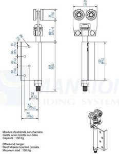 Wózek 4-kołowy z zawiasem MANTION 9542E, ocynk