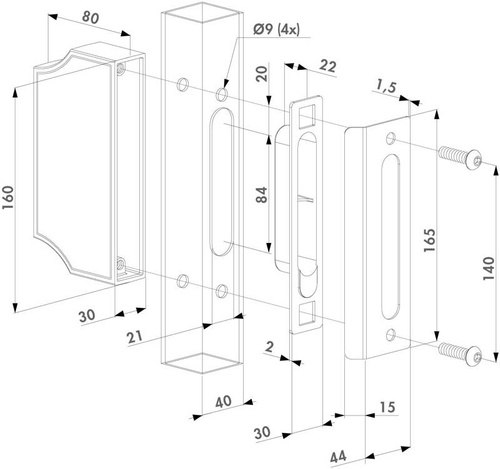 Zaczep z kasetą ozdobną Locinox SPKZ-TK