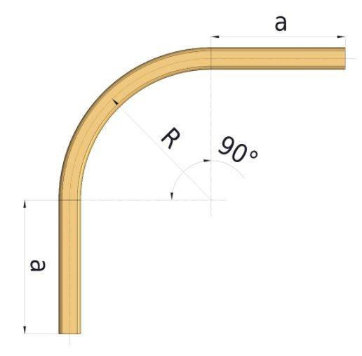 Łuk szyny nośnej 90° NIKO 74.C09, promień 905±15 mm, odcinki proste 540±20 mm, stal kwasoodporna AISI 316