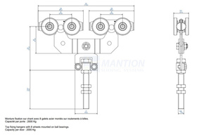 Wózek 8-kołowy z przedłużonym trzpieniem MANTION 9268SL, ocynk