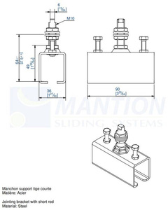 Łącznik szyny z trzpieniem MANTION 3531MC, ocynk