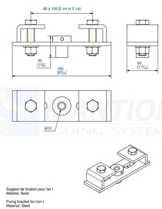Uchwyt sufitowy mocowany do dwuteownika MANTION 5047, ocynk