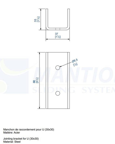Łącznik dolnej szyny MANTION 1110M, ocynk