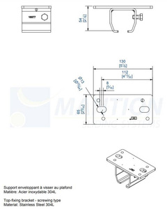 Uchwyt sufitowy MANTION 9048HXA2, stal nierdzewna AISI 304
