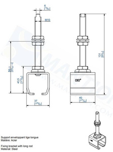 Regulowany uchwyt sufitowy MANTION 9011L, ocynk