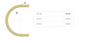 Łuk szyny nośnej 180° NIKO 25.C66, promień 580±10 mm, odcinki proste 300±20 mm, ocynk