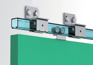 Wózek 2-kołowy gięty IBFM do szyny nośnej 33x34 mm, typ 338/2N z trzpieniem gwintowanym M8, koła nylonowe