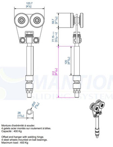 Wózek 4-kołowy do wspawania MANTION 9362SOE, ocynk