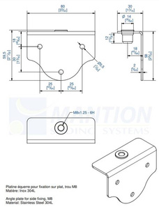 Boczna płytka montażowa do skrzydeł drewnianych MANTION 0027XA2, stal nierdzewna AISI 304