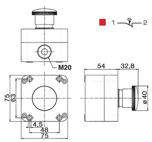 Grzybkowy przycisk bezpieczeństwa PQ01R4N 