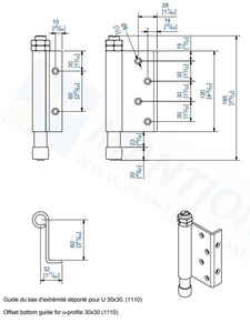 Prowadnik dolny z kątownikiem MANTION 1108EL, ocynk