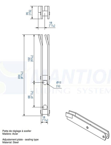 Podwójny regulowany uchwyt ścienny do wbetonowania MANTION 5045, ocynk
