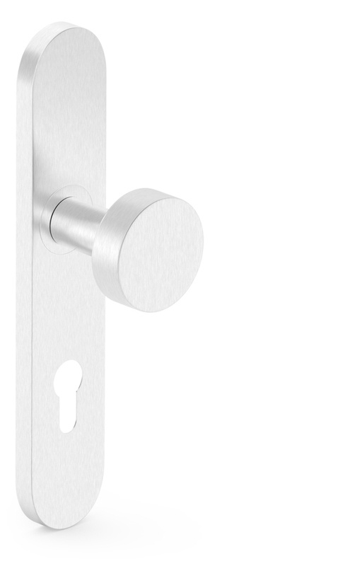 Gałka drzwiowa nierdzewna, płaska na długim szyldzie Metal-Bud