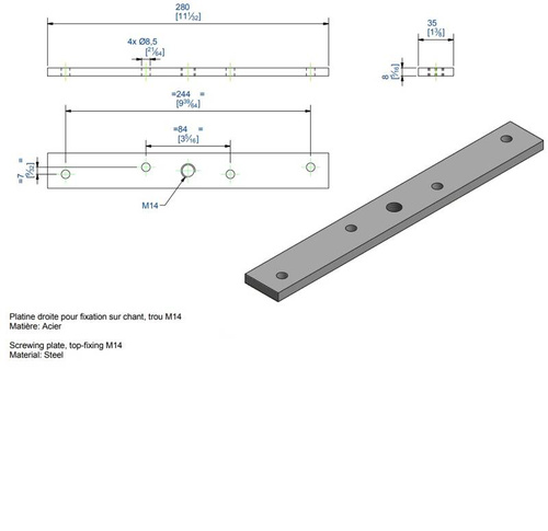 Płytka montażowa do skrzydeł drewnianych MANTION 0066, ocynk