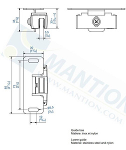 Prowadnik dolny MANTION 1129, nylon