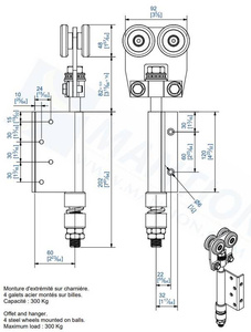 Wózek 4-kołowy z kątownikiem MANTION 9352E, ocynk
