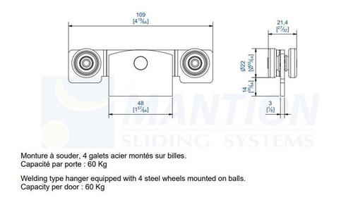 Wózek 4-kołowy MANTION 9216, ocynk