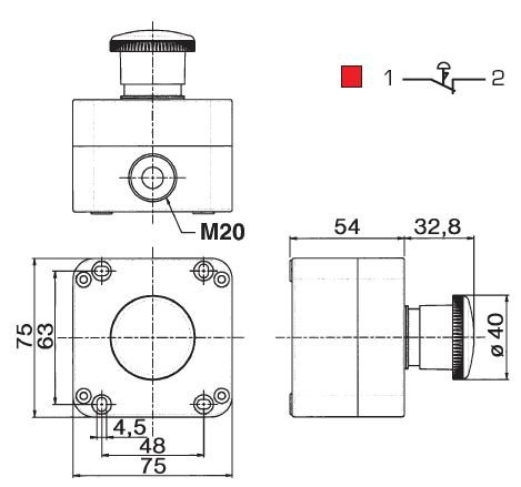 Grzybkowy przycisk bezpieczeństwa PQ01R4N