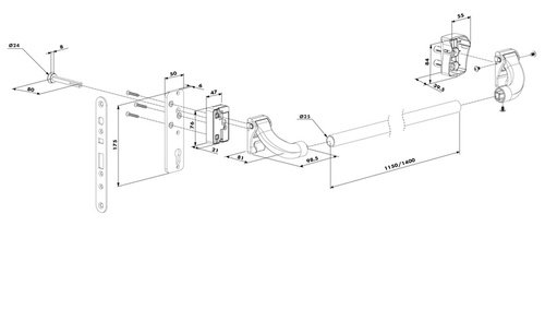 Dźwignia antypaniczna Locinox PUSHBAR-H do zamków wewnątrzprofilowych