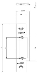 Blacha płaska, zamknięta do elektrozaczepów BIRA OK-C1, stal nierdzewna