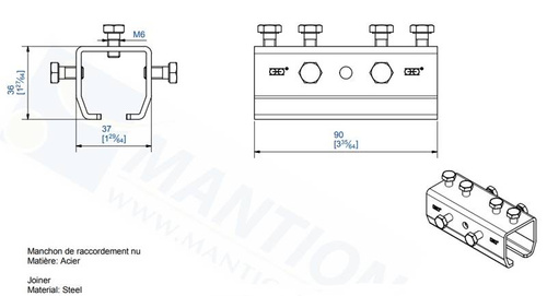 Łącznik szyny MANTION 9011M, ocynk