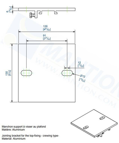 Sufitowy łącznik szyny MANTION 10044M, aluminium