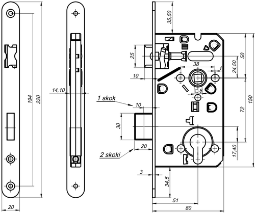 Zamek wpuszczany przemysłowy YETI Z7504