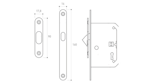 Zamek wpuszczany hakowy Metal-Bud, owalny