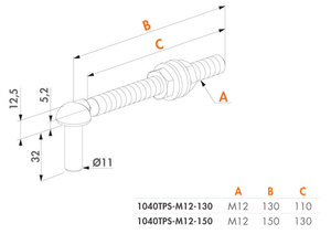 Śruba zawiasowa M12 Locinox 1040TPSM12, inox