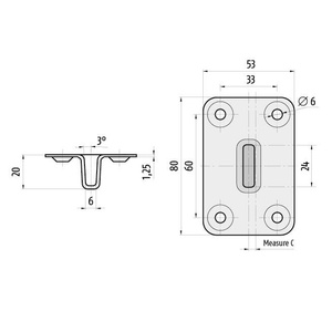 Zestaw dolnych, szerokich gniazd do zasuwy drzwiowej PLANET BM 5x13 mm (900275)