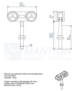 Wózek 4-kołowy MANTION 11218HCX, koła nylonowe