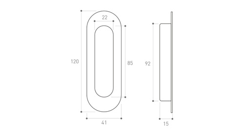 Uchwyt wpuszczany Metal-Bud ECO owalny
