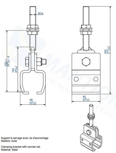 Regulowany, wychylny uchwyt sufitowy MANTION 9042, ocynk