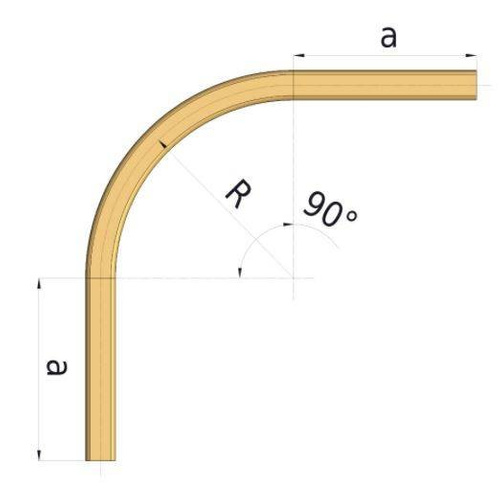 Łuk szyny nośnej 90° NIKO 27.C10, promień 1035±20 mm, odcinki proste 690±20 mm, ocynk