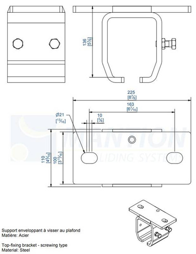 Uchwyt sufitowy MANTION 9078H, ocynk