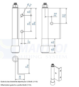 Prowadnik dolny z kątownikiem MANTION 1105EL, ocynk